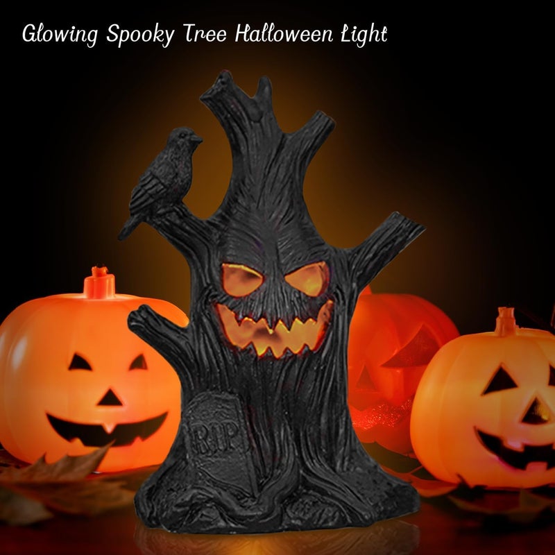 Lifnatty Halloween Tree Light Decoration Indoor – LED Battery Operated Scary Tree Decor with Glowing Face, Halloween Decoration for Home Party Table Haunted House - Image 4